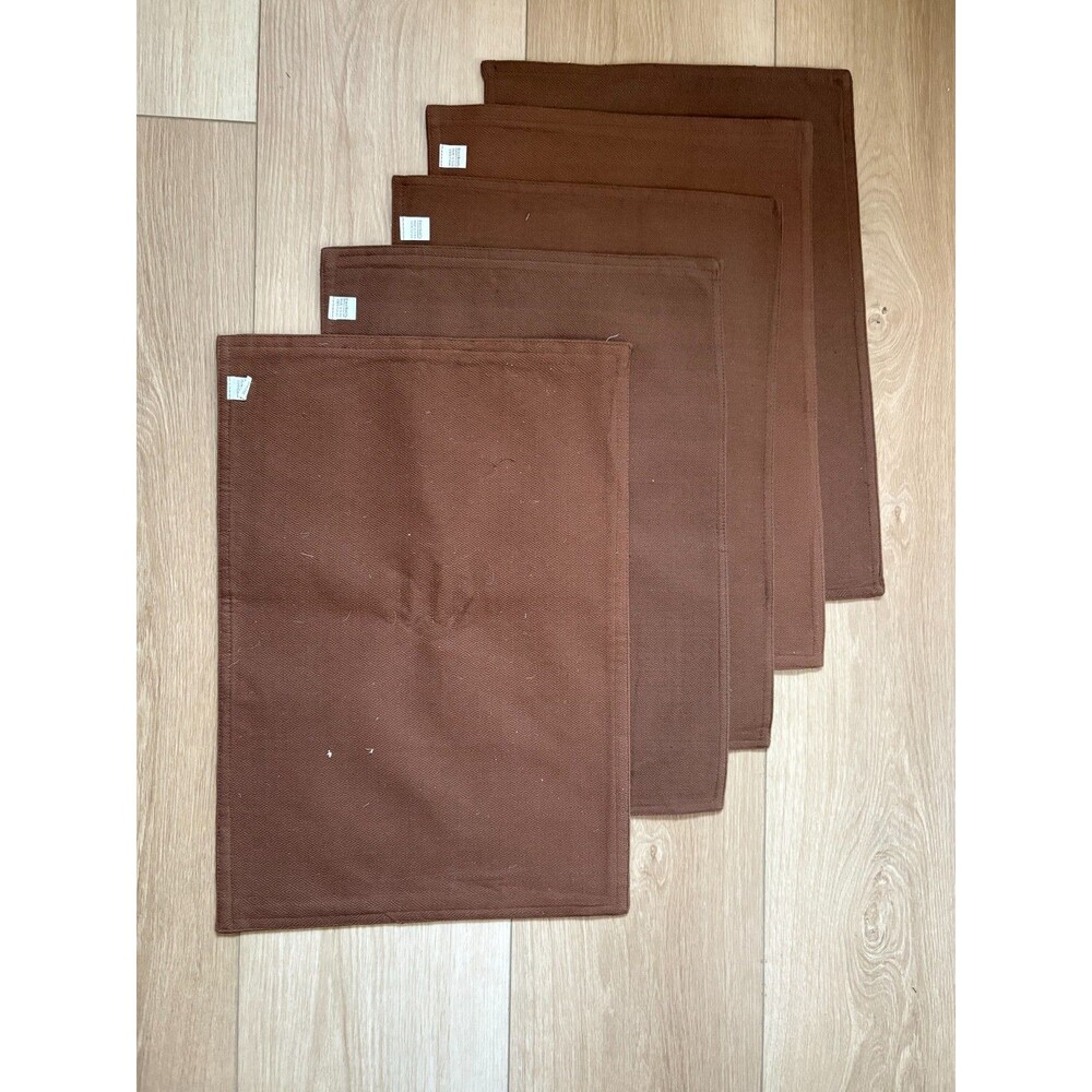 World Market Brown Placemats Set of 5 Diamond Weave 100% Cotton Made in India